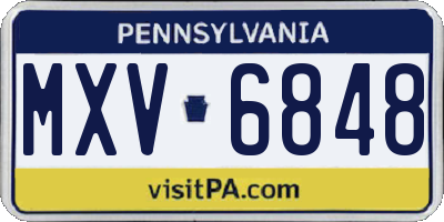 PA license plate MXV6848