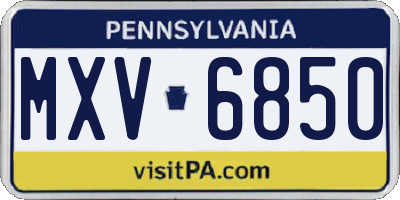 PA license plate MXV6850