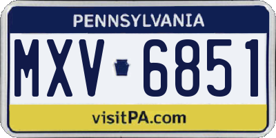 PA license plate MXV6851
