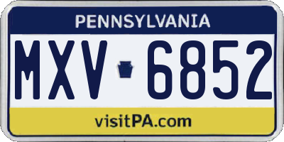 PA license plate MXV6852