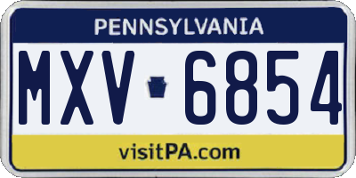 PA license plate MXV6854