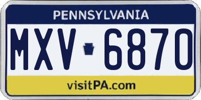 PA license plate MXV6870