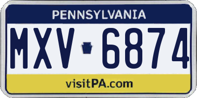 PA license plate MXV6874