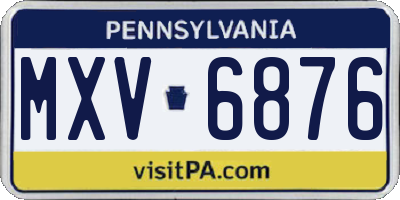 PA license plate MXV6876