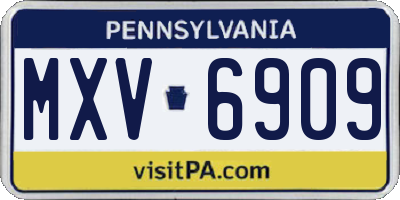 PA license plate MXV6909