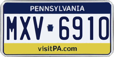PA license plate MXV6910