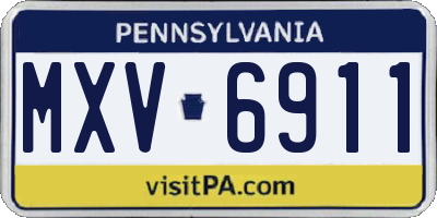 PA license plate MXV6911