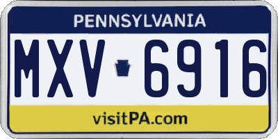 PA license plate MXV6916