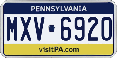 PA license plate MXV6920