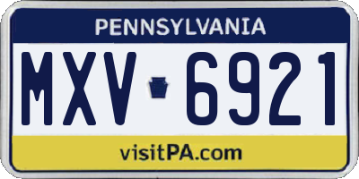 PA license plate MXV6921