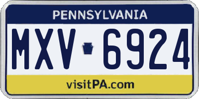 PA license plate MXV6924