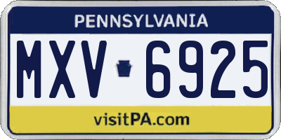 PA license plate MXV6925