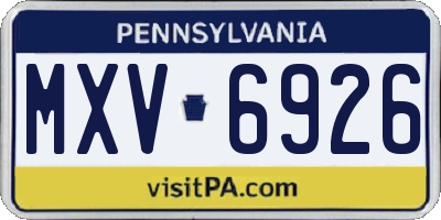 PA license plate MXV6926