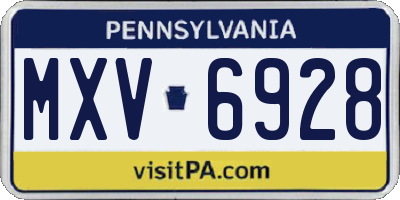 PA license plate MXV6928