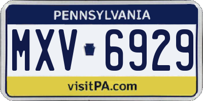PA license plate MXV6929