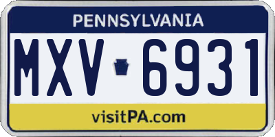 PA license plate MXV6931