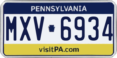 PA license plate MXV6934