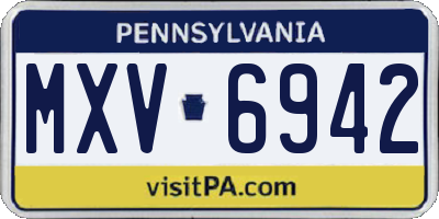 PA license plate MXV6942