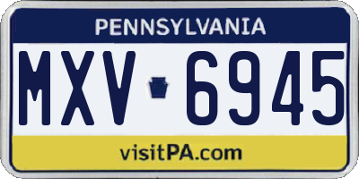 PA license plate MXV6945
