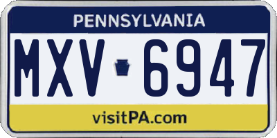 PA license plate MXV6947
