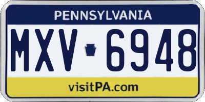 PA license plate MXV6948