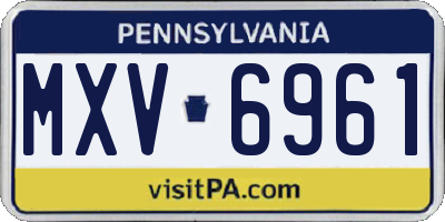 PA license plate MXV6961