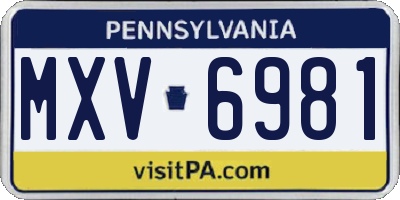 PA license plate MXV6981