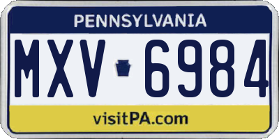 PA license plate MXV6984