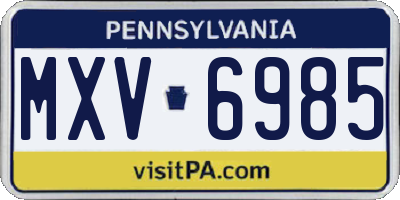 PA license plate MXV6985