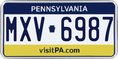 PA license plate MXV6987