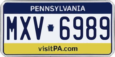 PA license plate MXV6989
