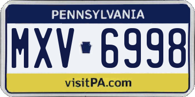 PA license plate MXV6998