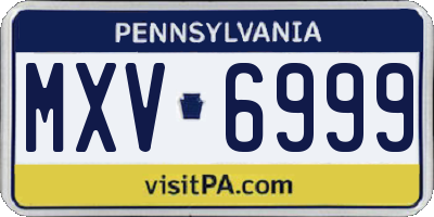 PA license plate MXV6999