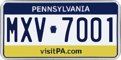 PA license plate MXV7001