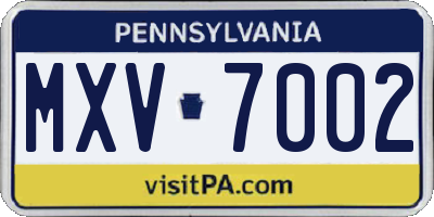 PA license plate MXV7002