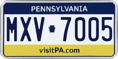 PA license plate MXV7005