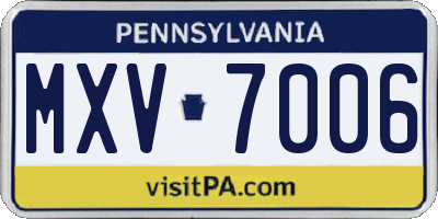 PA license plate MXV7006
