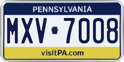 PA license plate MXV7008