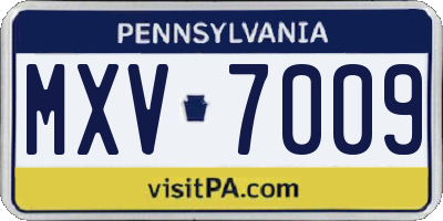 PA license plate MXV7009