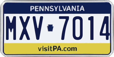 PA license plate MXV7014