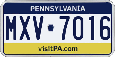 PA license plate MXV7016
