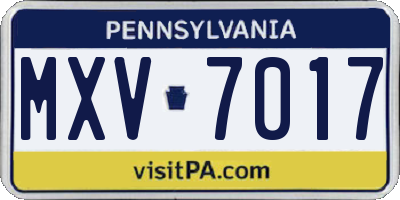 PA license plate MXV7017