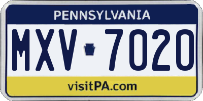 PA license plate MXV7020