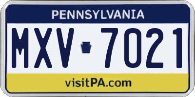 PA license plate MXV7021