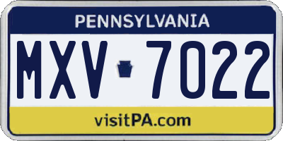PA license plate MXV7022