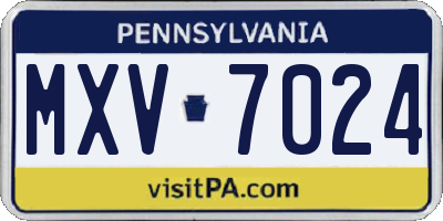 PA license plate MXV7024