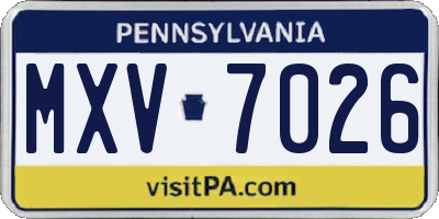PA license plate MXV7026