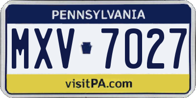 PA license plate MXV7027