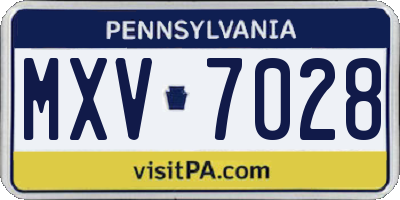 PA license plate MXV7028
