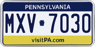 PA license plate MXV7030
